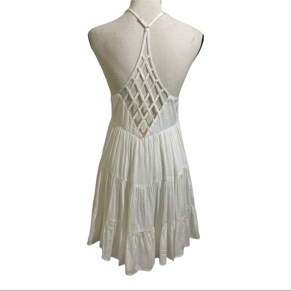 Inmod womens mini dress tiered v-neck rayon back crisscross pattern Small - Picture 9 of 15